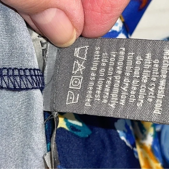 Kate & Mallory Women's Top Size M Blue Floral Wrap Tie Around Waist Short Sleeve - Picture 12 of 12